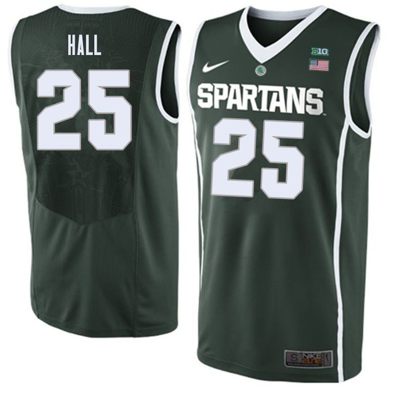 Men #25 Malik Hall Michigan State Spartans College Basketball Jerseys Sale-Dark Green